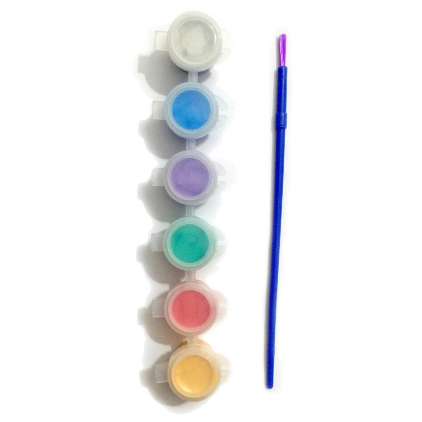 1x Set of 6 Fabric/Textile Mini Paint Pots with Brush - 3 Colour Sets to Choose