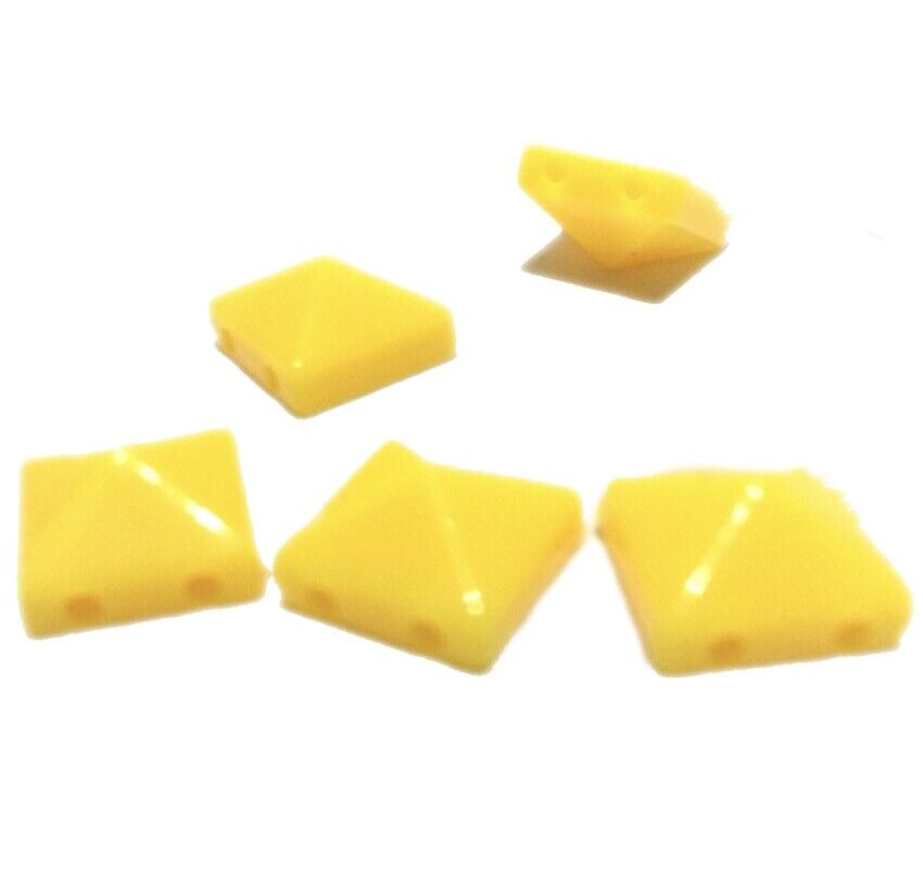 100x Pyramid 10x10mm 2 Hole Flat Back Acrylic Beads for Crafting -Pick Ur Colour
