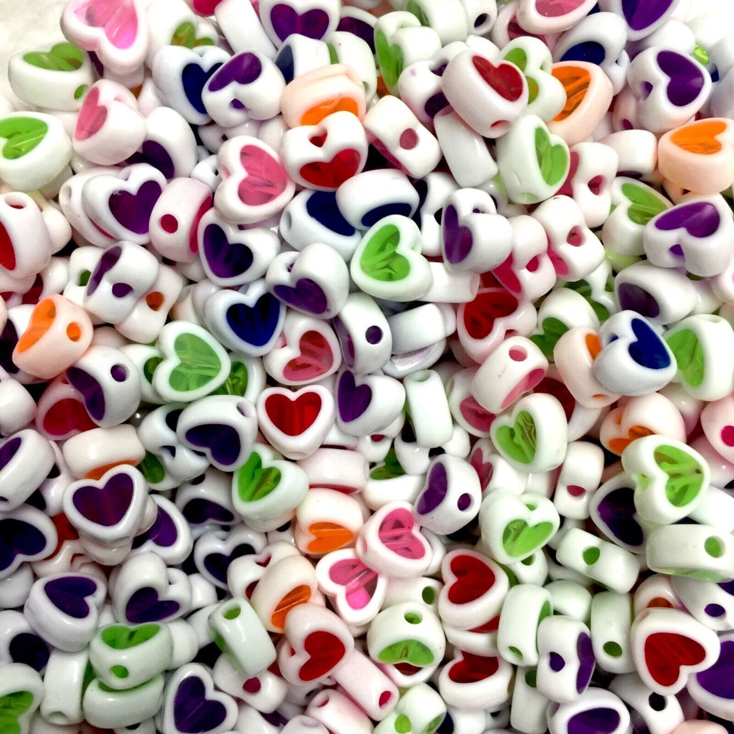 100x Heart Shape and Heart Design Acrylic Spacer Beads - Pick Your Style