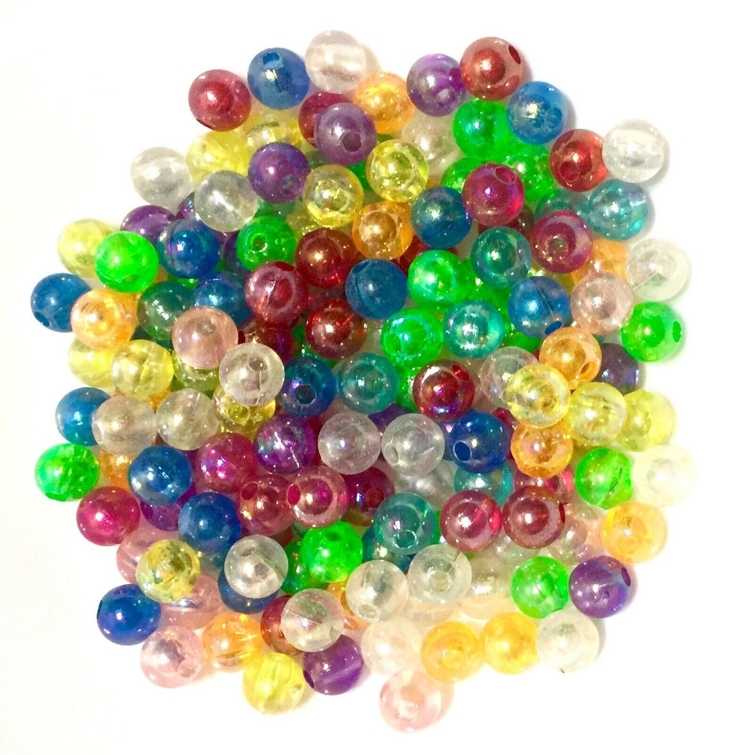 100x Acrylic 8mm Iridescent Coloured Beads - Choose Your Colour