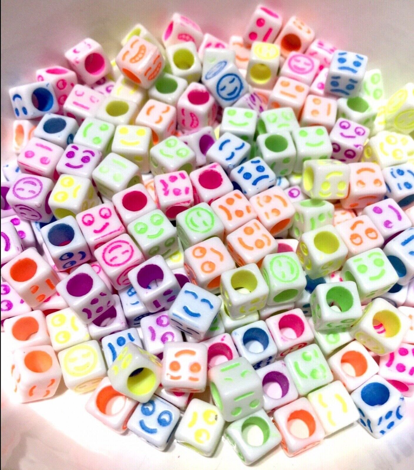 100x Expressive Round Ball or Cube Shaped Beads for Jewellery Making
