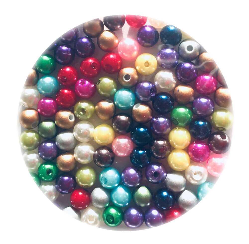 100x Acrylic 8mm Faux Pearl Beads - Choose Your Colour