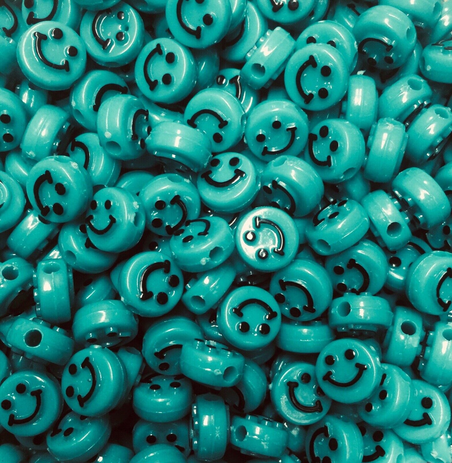 100x Smiling Beads Flat Round Disc 10mmx5mm for Jewellery Making -Pick Your Colour