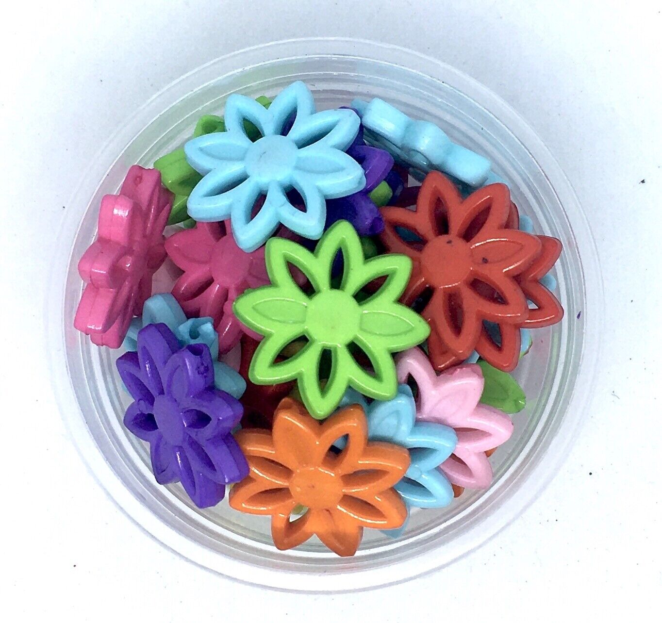 30x Multi Colour Large 25mm Flower Acrylic Charm Beads for Jewellery Making