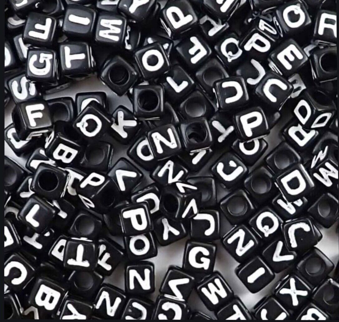 200x Cube Letter Acrylic Beads for Jewellery Making - Pick Your Colour