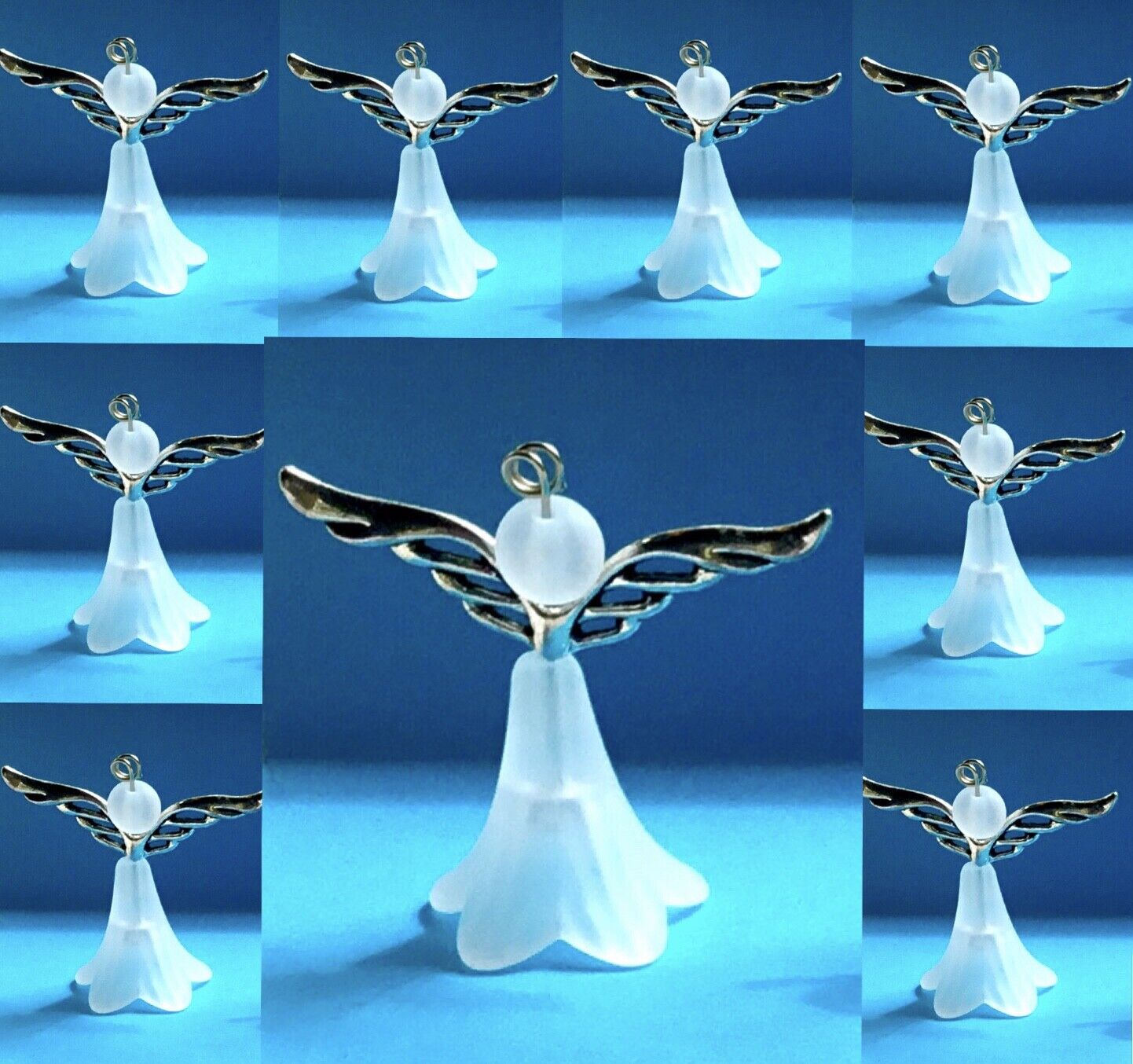 10pcs Make Your Own 40mm Tall Frosted White Guardian Angel Charm DIY Kit