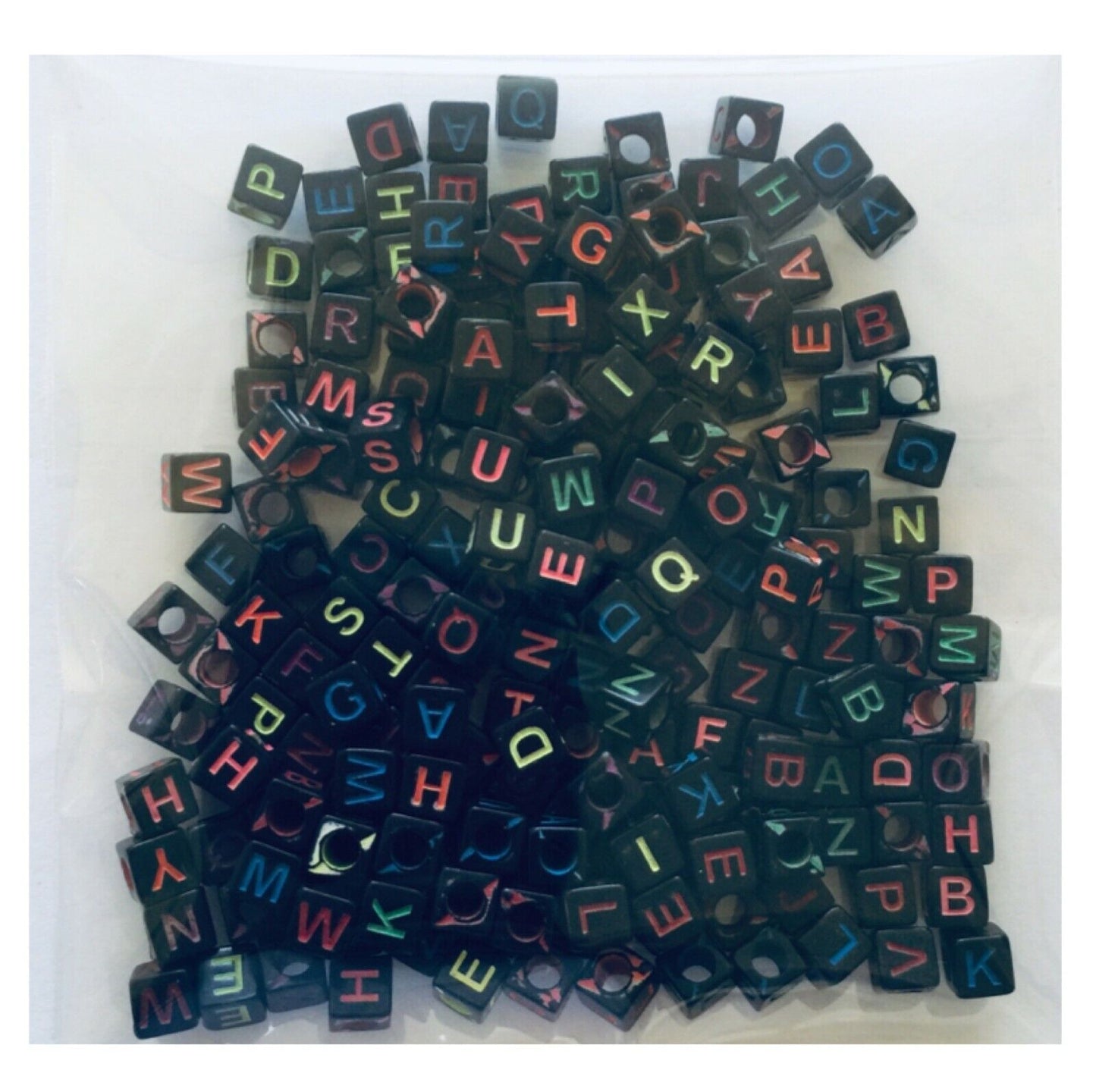 200x Cube Letter Acrylic Beads for Jewellery Making - Pick Your Colour