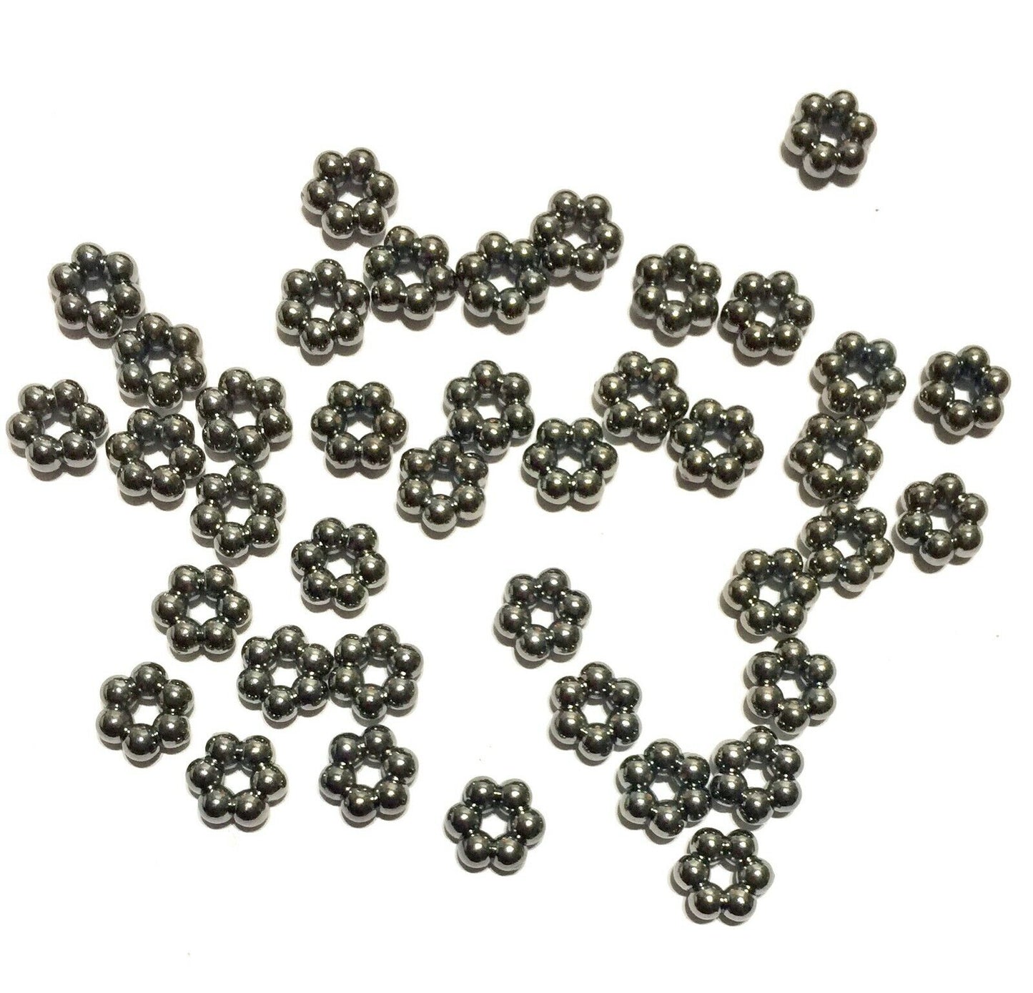 200x Silver or Gunmetal 9mm Acrylic Spacer Beads