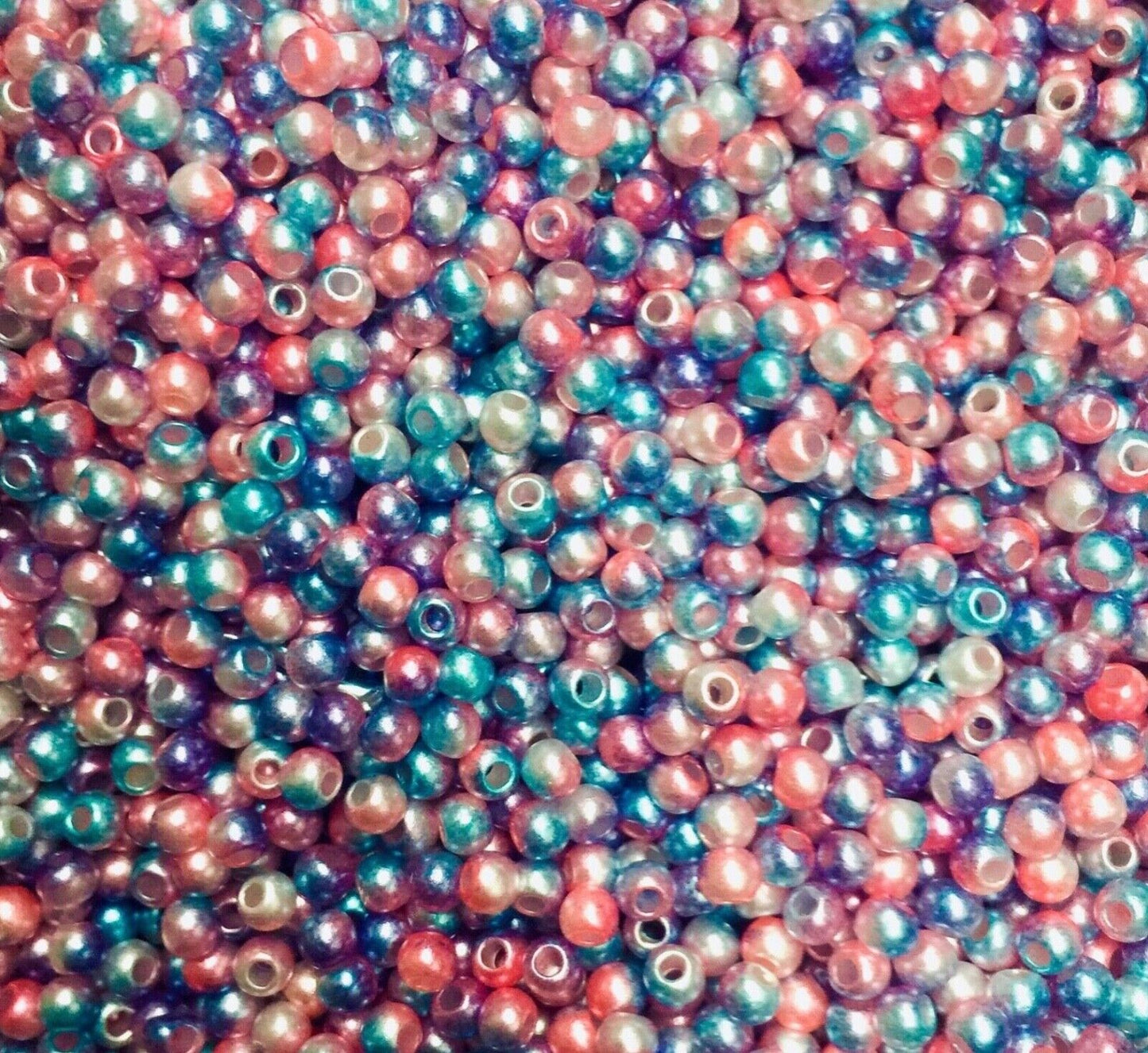 1000x Tiny 3mm Rainbow Mermaid Faux Pearl Beads for Jewellery Craft Making