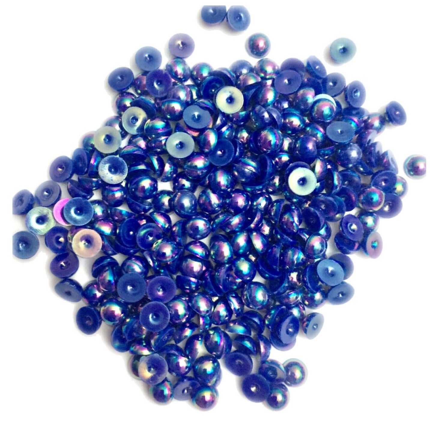 100x Half Pearl 10mm Flat-back Resin Beads - Choose Your Colour