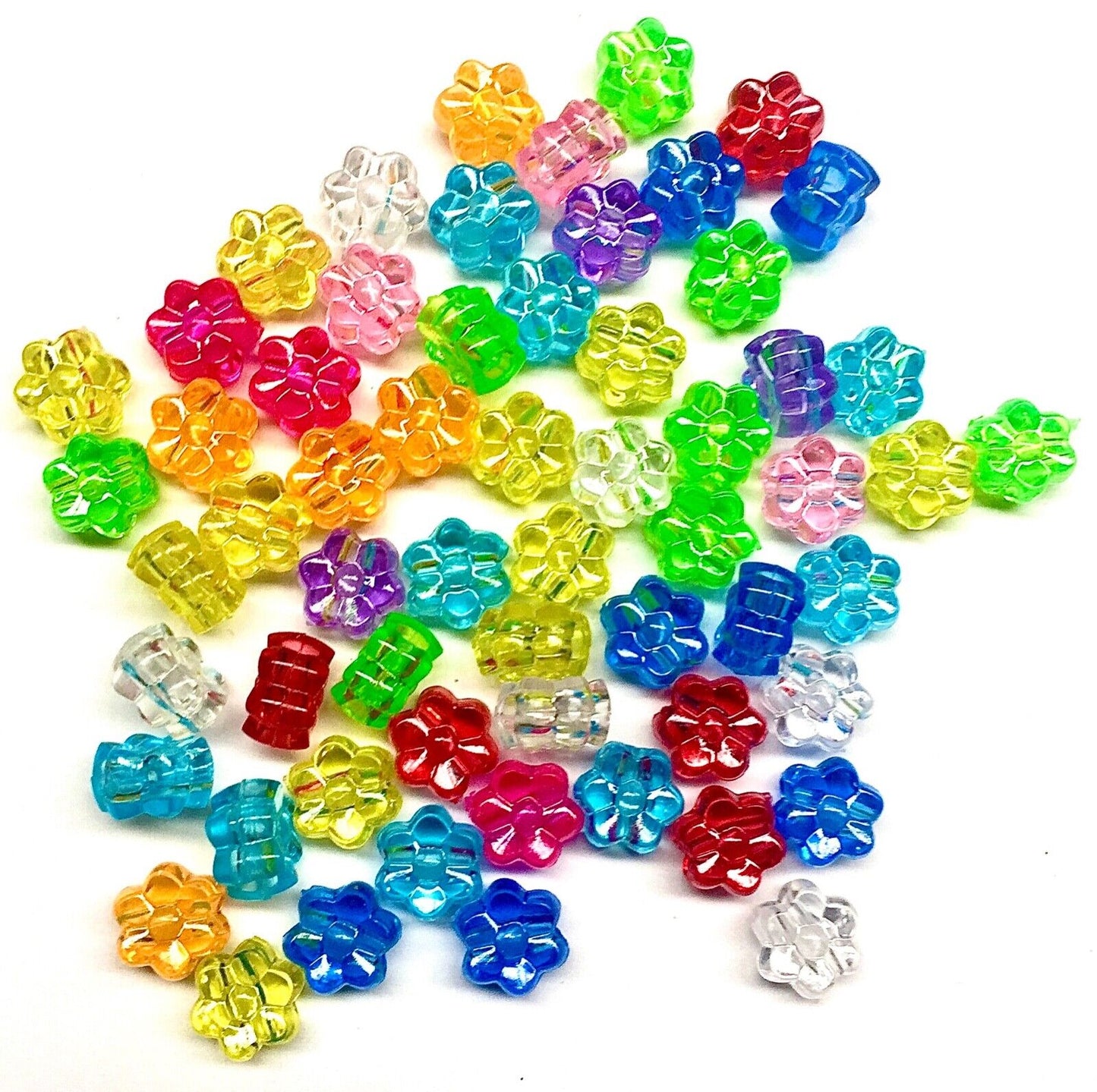 100x Large Hole Crystal Acrylic Multicolour Beads - Choose your Shape