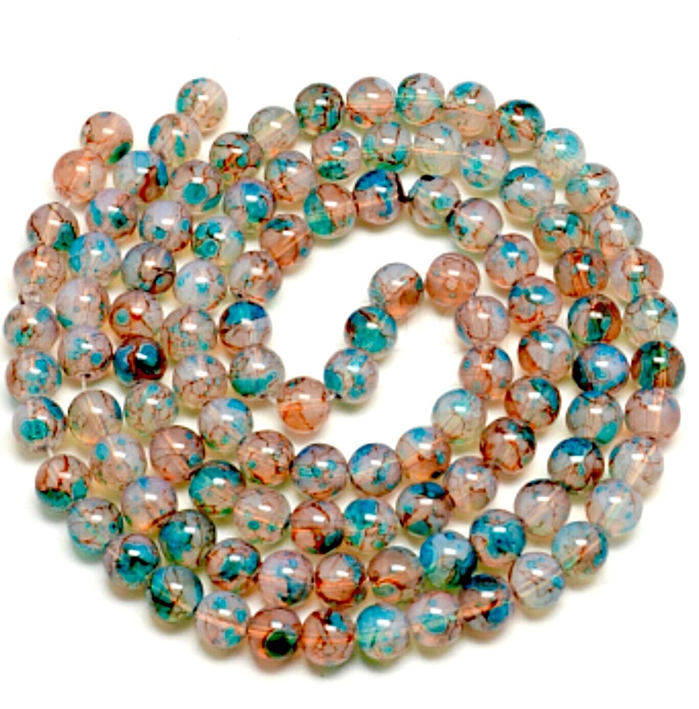 130 pcs 1x Strand Baking Painted 6mm Glass Beads for Jewellery Making Craft