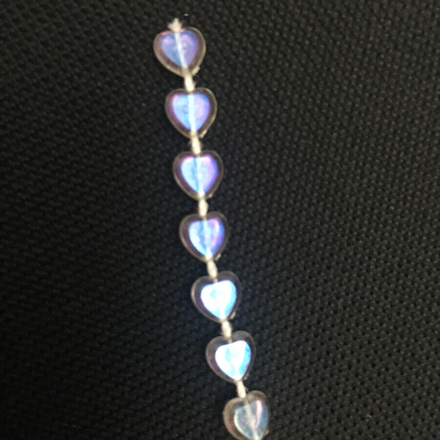 2x yards 6mm Strung Acrylic Mini Heart Beads Trimmings - 2 Colours to Pick