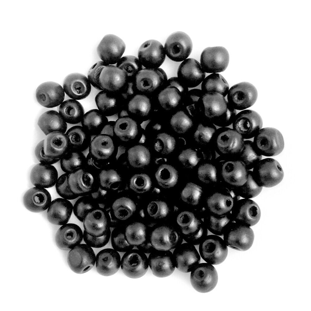 100x Round Wooden 8mm-10mm Beads - Choose Your Colour and Size