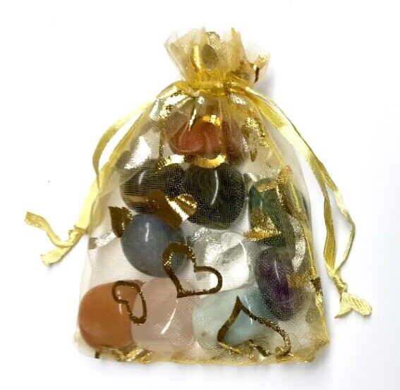 7pc Small or Large Chakra Crystals Natural Semi Precious Tumble Gemstone + Grid