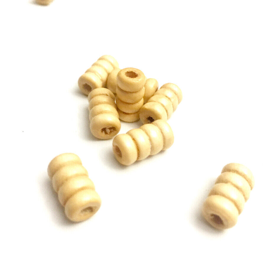 100x Curvy Spiralled Wooden Tube Beads 12x7mm