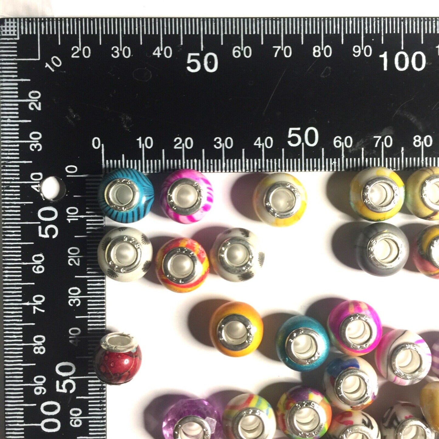10x Mix Style Acrylic & Resin, Polymer Clay or Glass European Large Hole Bead