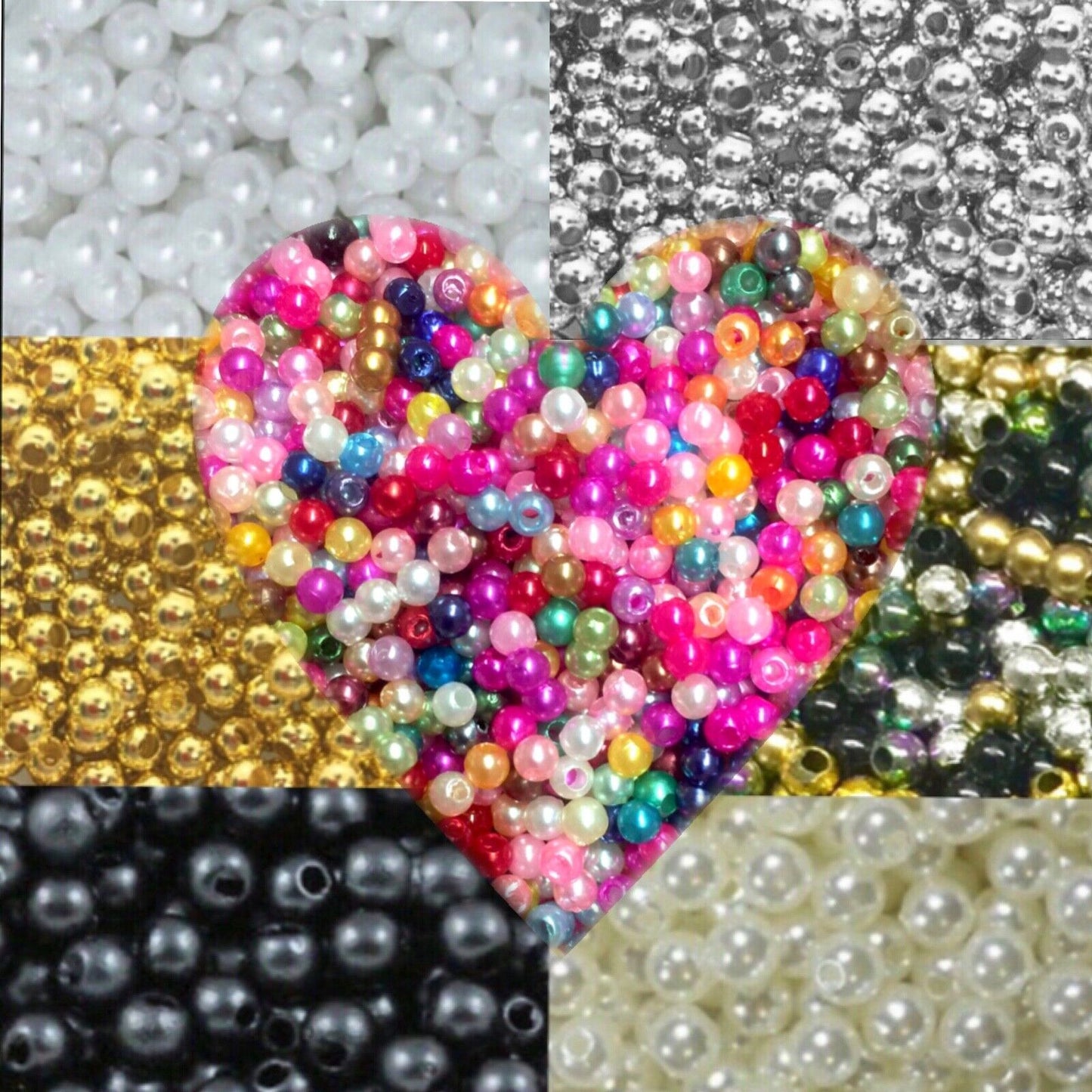 1000x Tiny 3mm Acrylic Faux Pearl Beads for Jewellery Making - Pick Your Colour
