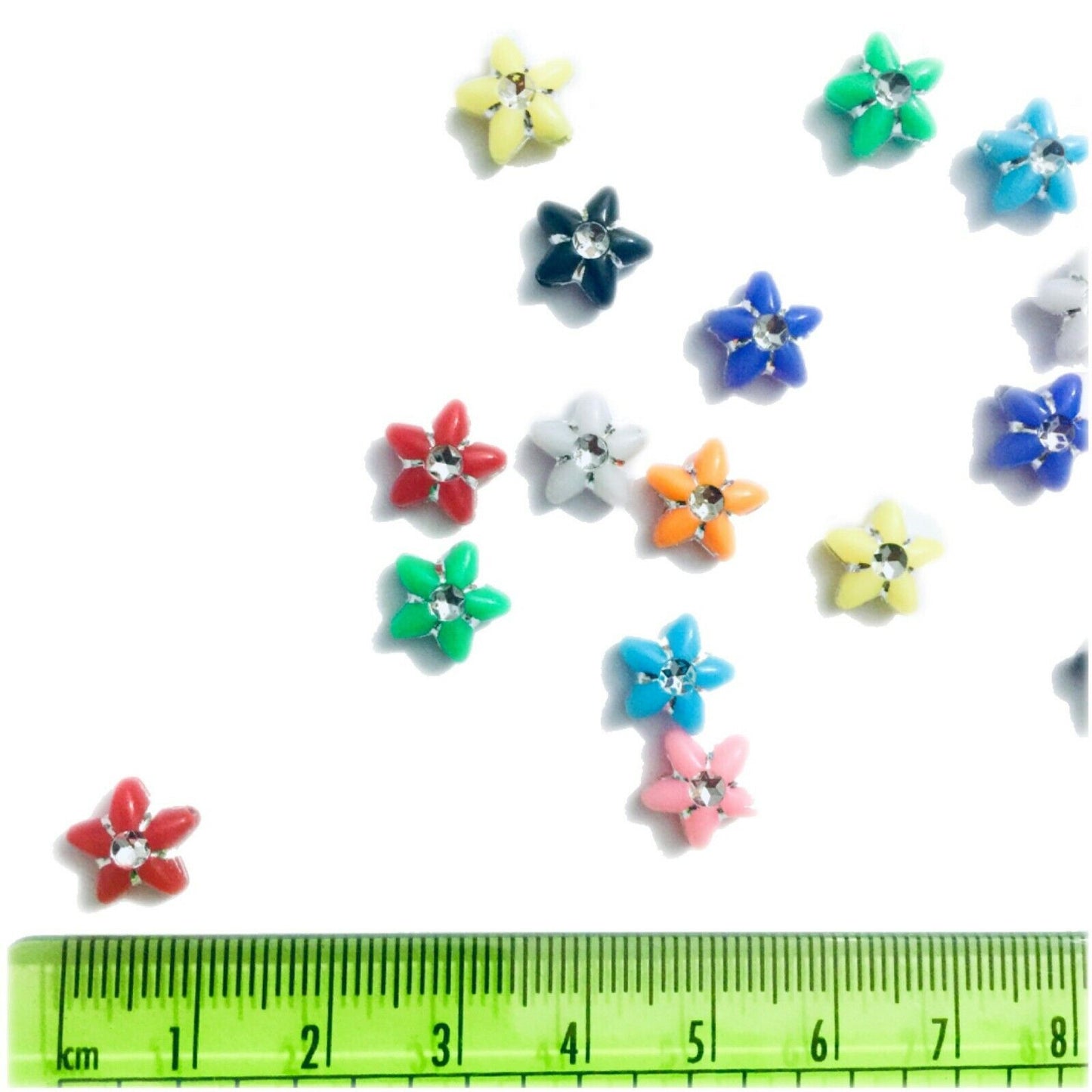 200x Mix Coloured 10MM Star Diamanté Beads - Pick Your Style