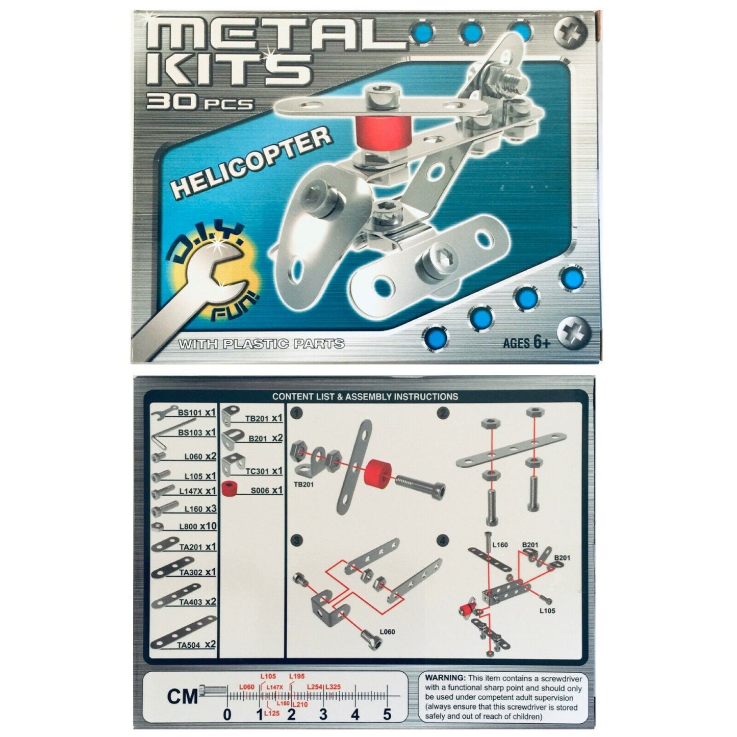 Construct Your Own Vehicle Metal DIY Kit - Choose Aeroplane, Copter or Tractor