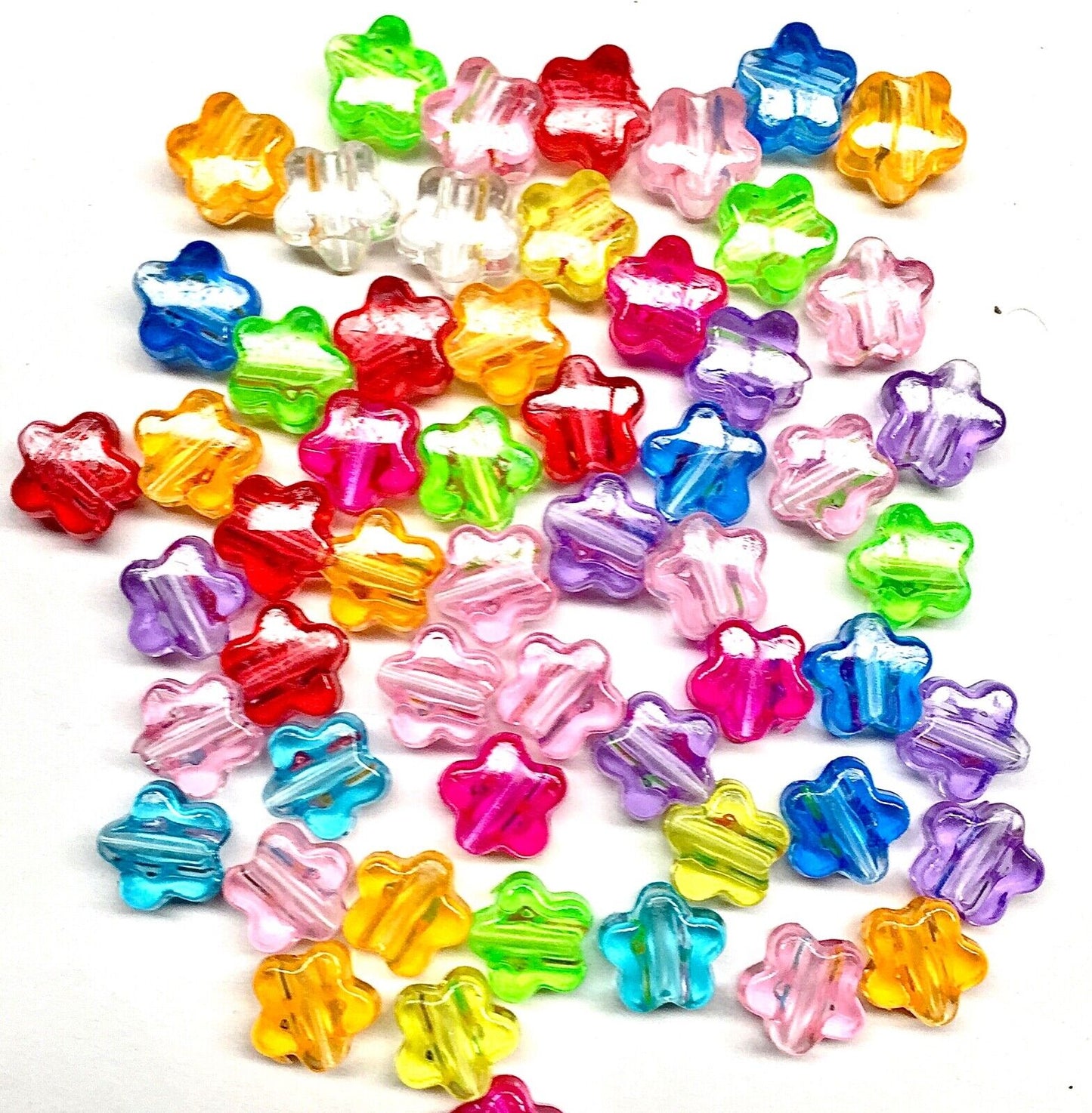 100x Large Hole Crystal Acrylic Multicolour Beads - Choose your Shape