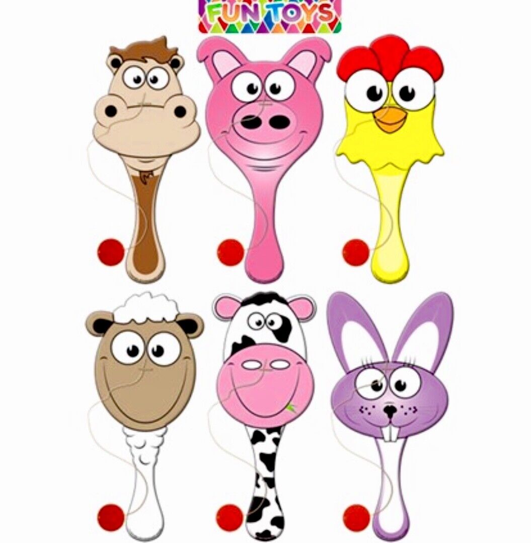 Farm Animal Wooden Paddle and Ball Toy - 6 Animals to Choose