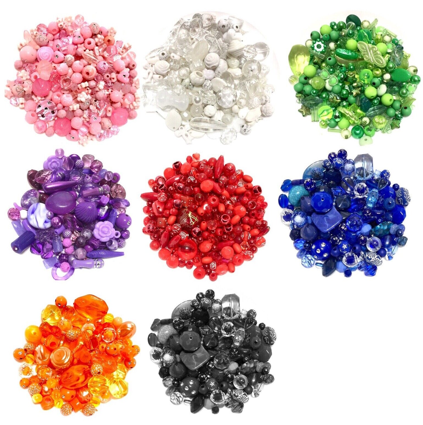 300x Theme Coloured Special Mix Design Mix Sizes Acrylic Beads - Pick Your Color