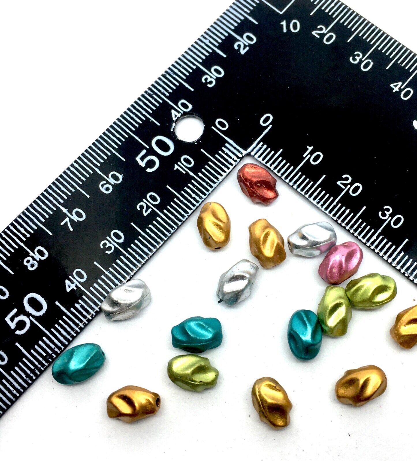 100x Spherical 10mmx5mm Fancy Metallic Acrylic Beads for Jewellery Making