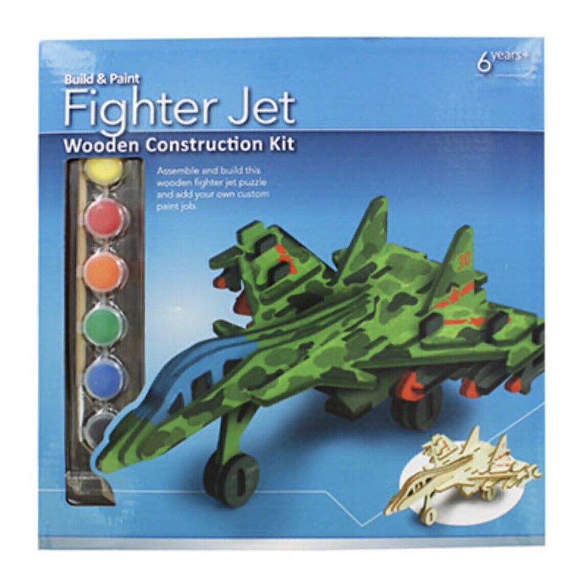 Build and Paint Wooden Jet Fighter or Steam Train Construction Kit