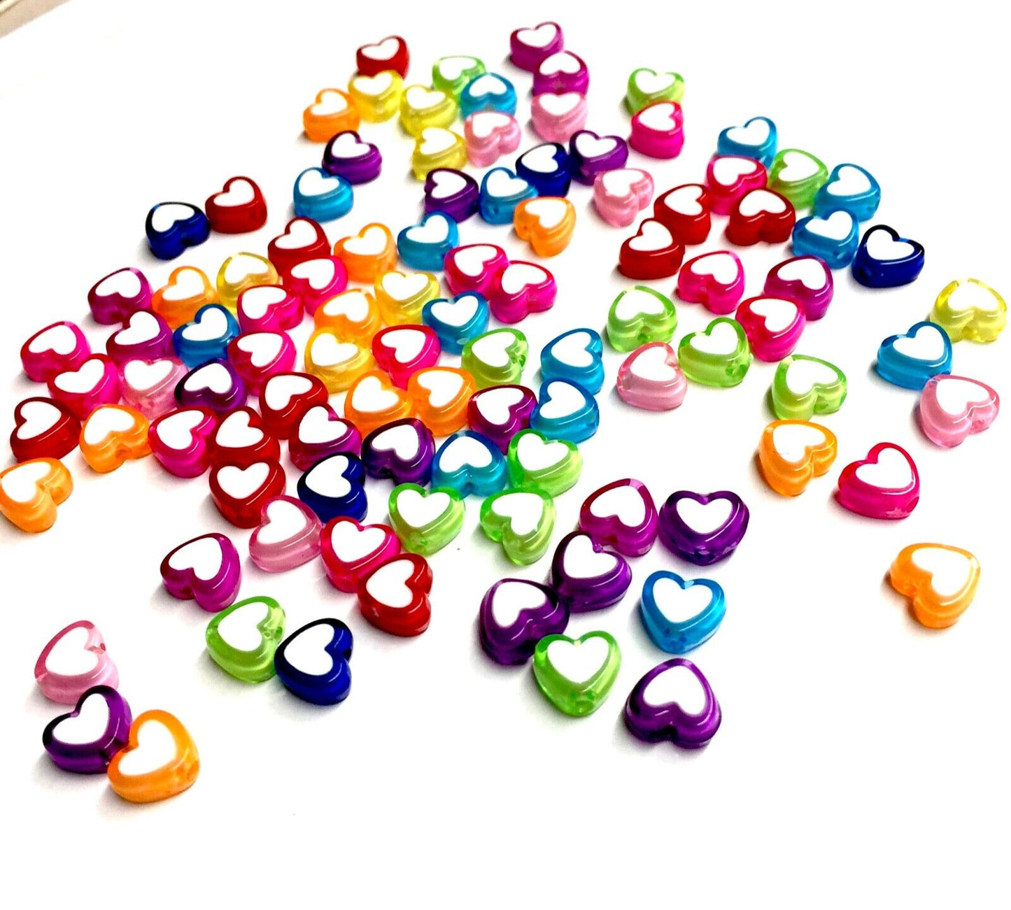 100x Heart Shape and Heart Design Acrylic Spacer Beads - Pick Your Style