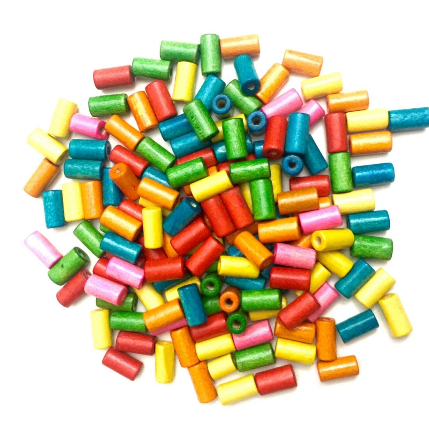 100x Wooden Tube Beads - Choose Your Colour
