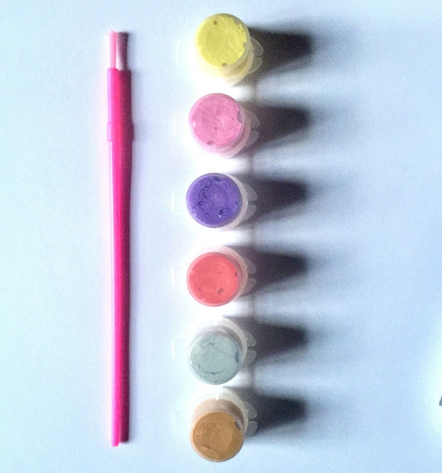 1x Set of 6 Mini Acrylic Paint Pots with Brush - 9 Colour Sets to Choose