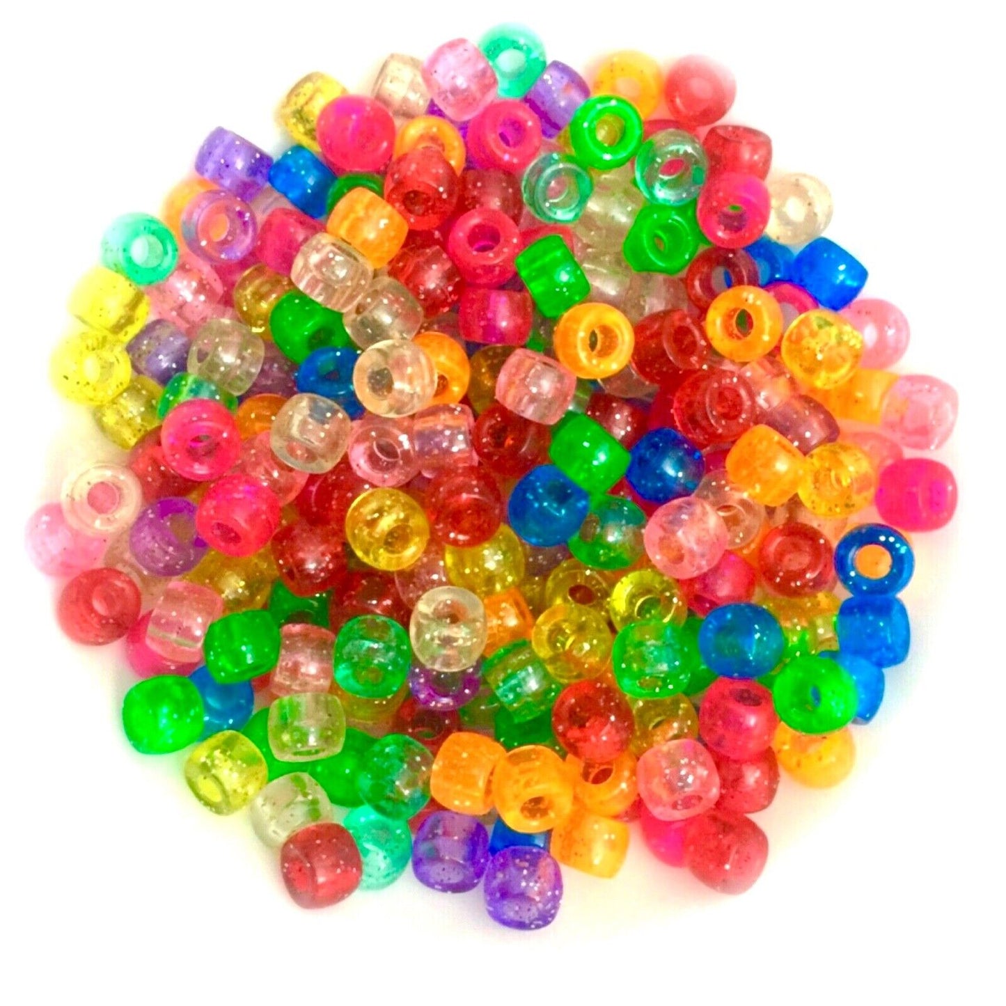 200x Mix Coloured Acrylic Pony Beads - Choose Between Glitter, Opaque, Metallic