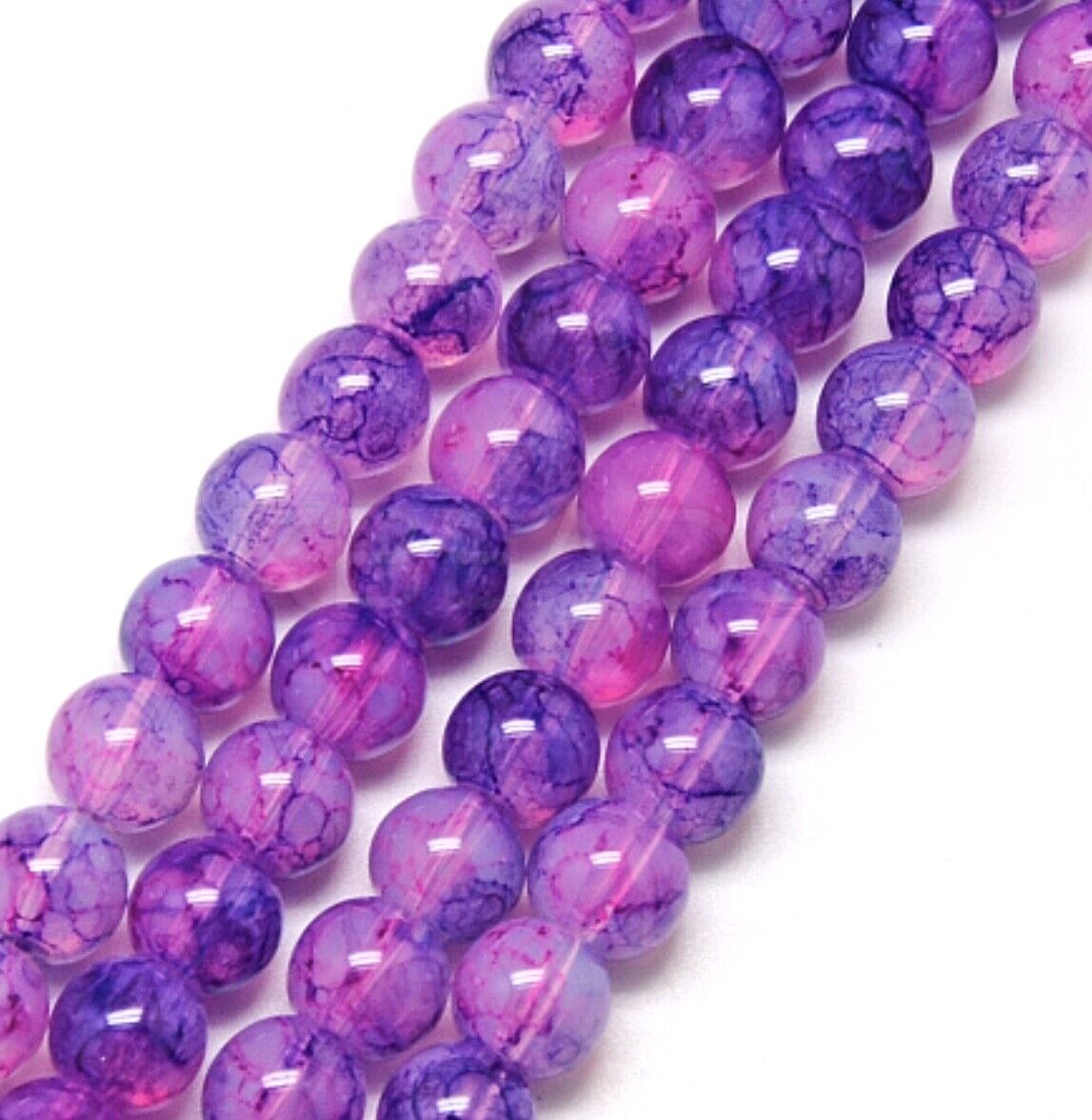 130 pcs 1x Strand Baking Painted 6mm Glass Beads for Jewellery Making Craft