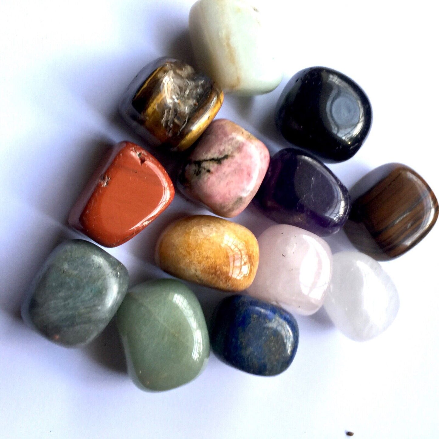 7pc Small or Large Chakra Crystals Natural Semi Precious Tumble Gemstone + Grid
