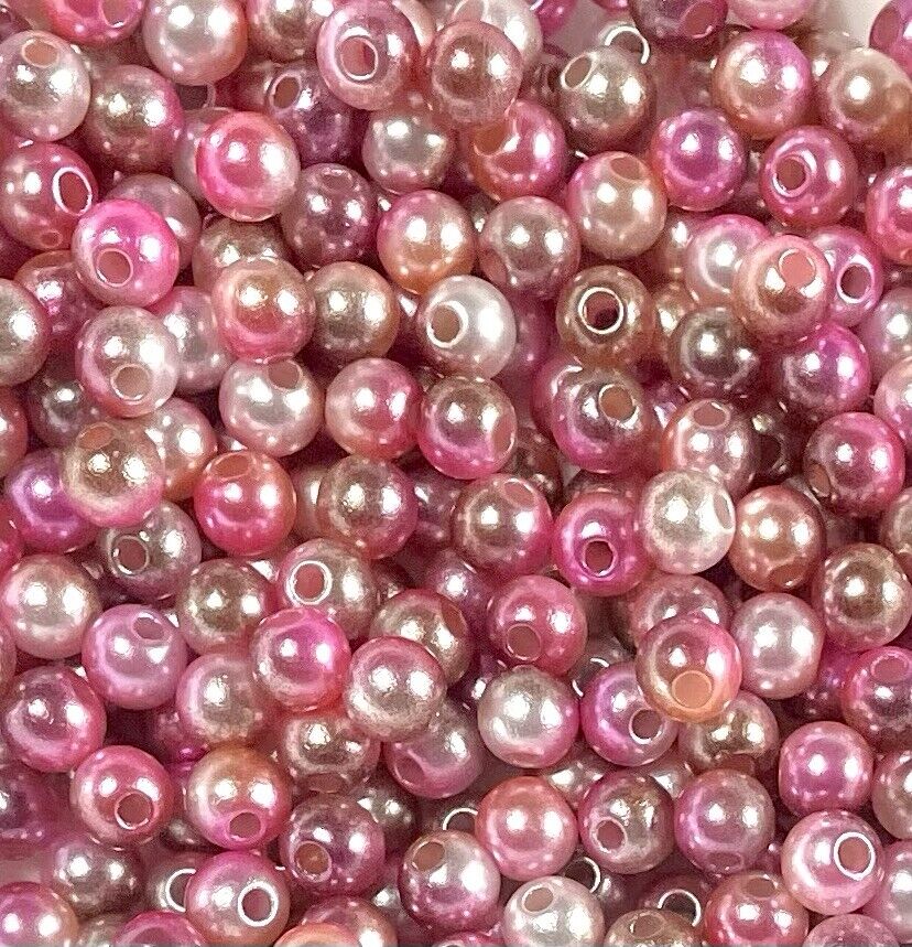 150x 6mm Rainbow Mermaid Faux Pearl Beads for Jewellery Craft Making