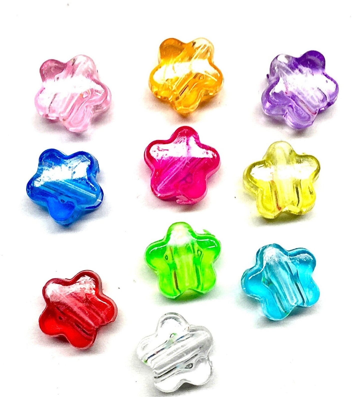 100x Large Hole Crystal Acrylic Multicolour Beads - Choose your Shape