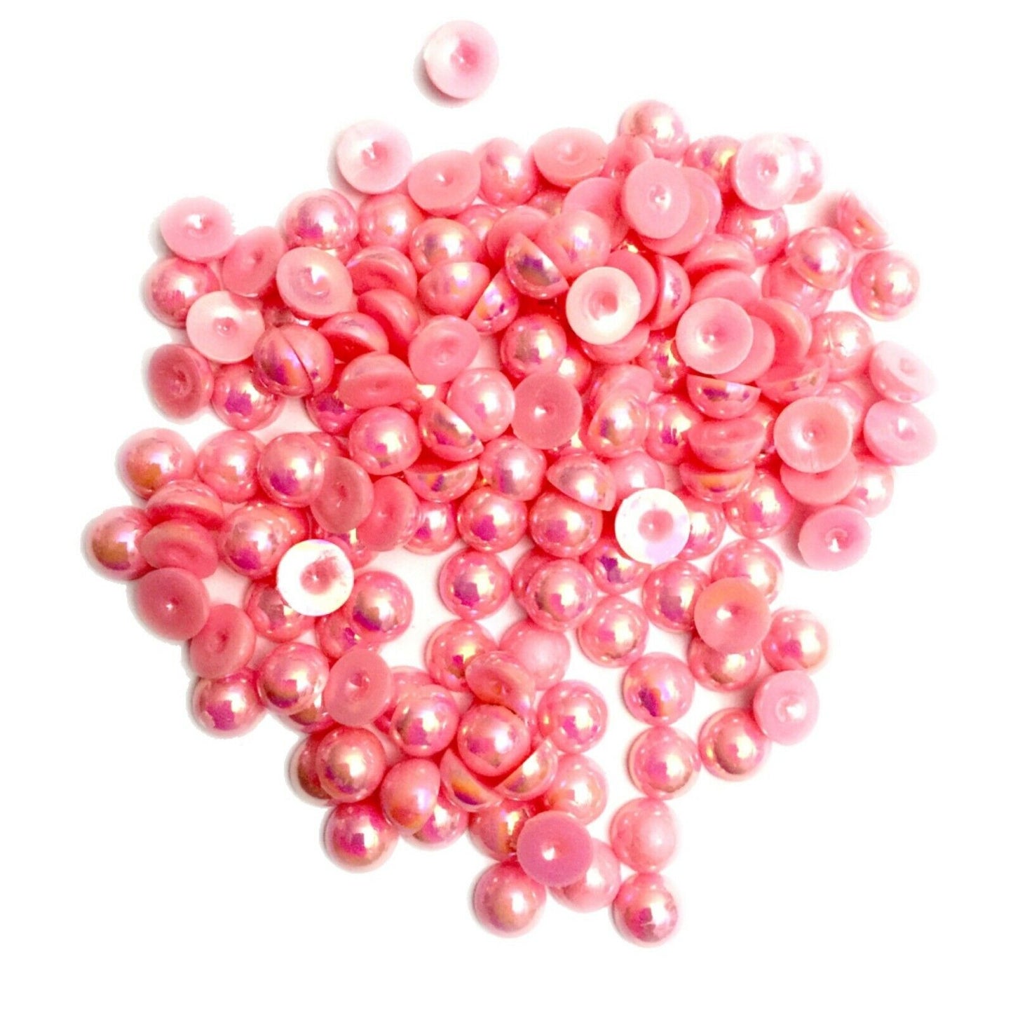 100x Half Pearl 10mm Flat-back Resin Beads - Choose Your Colour
