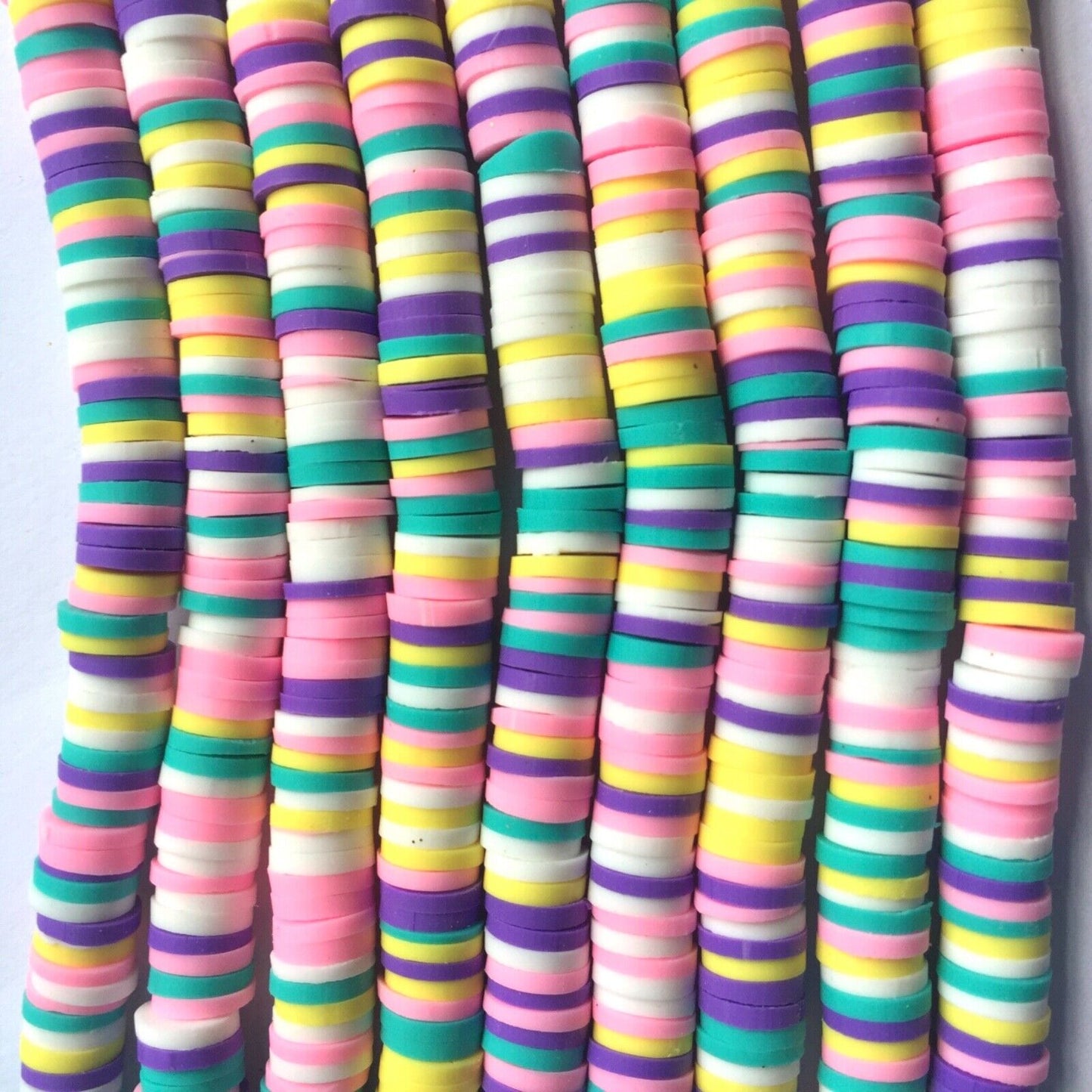 1x Strand Handmade Polymer Clay 6mm Flat Disc Beads (320-400pcs/strand)