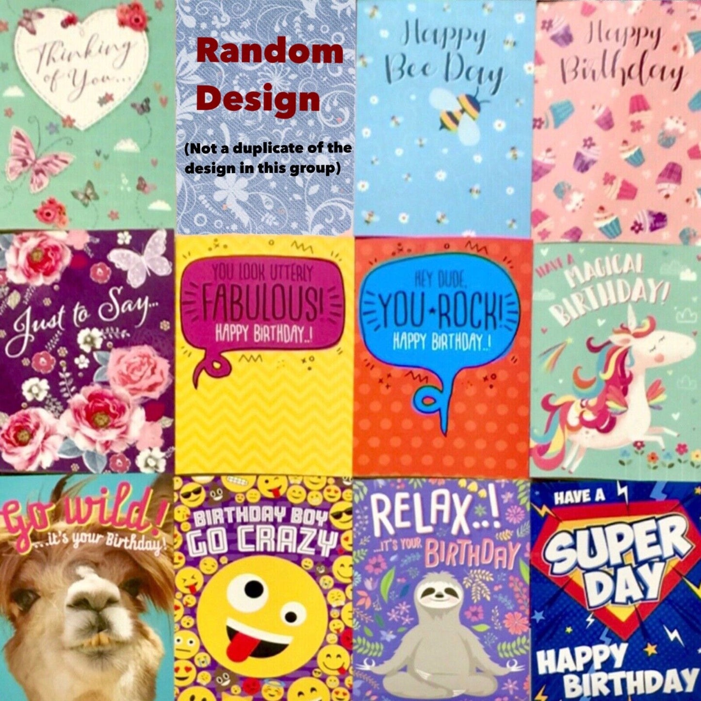Pack of 12 Mix Greeting Cards for Most Occassions - Pick Your Design Set