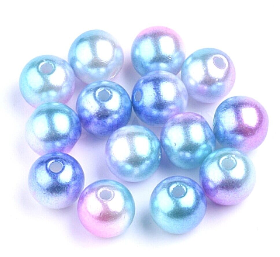 150x 6mm Rainbow Mermaid Faux Pearl Beads for Jewellery Craft Making