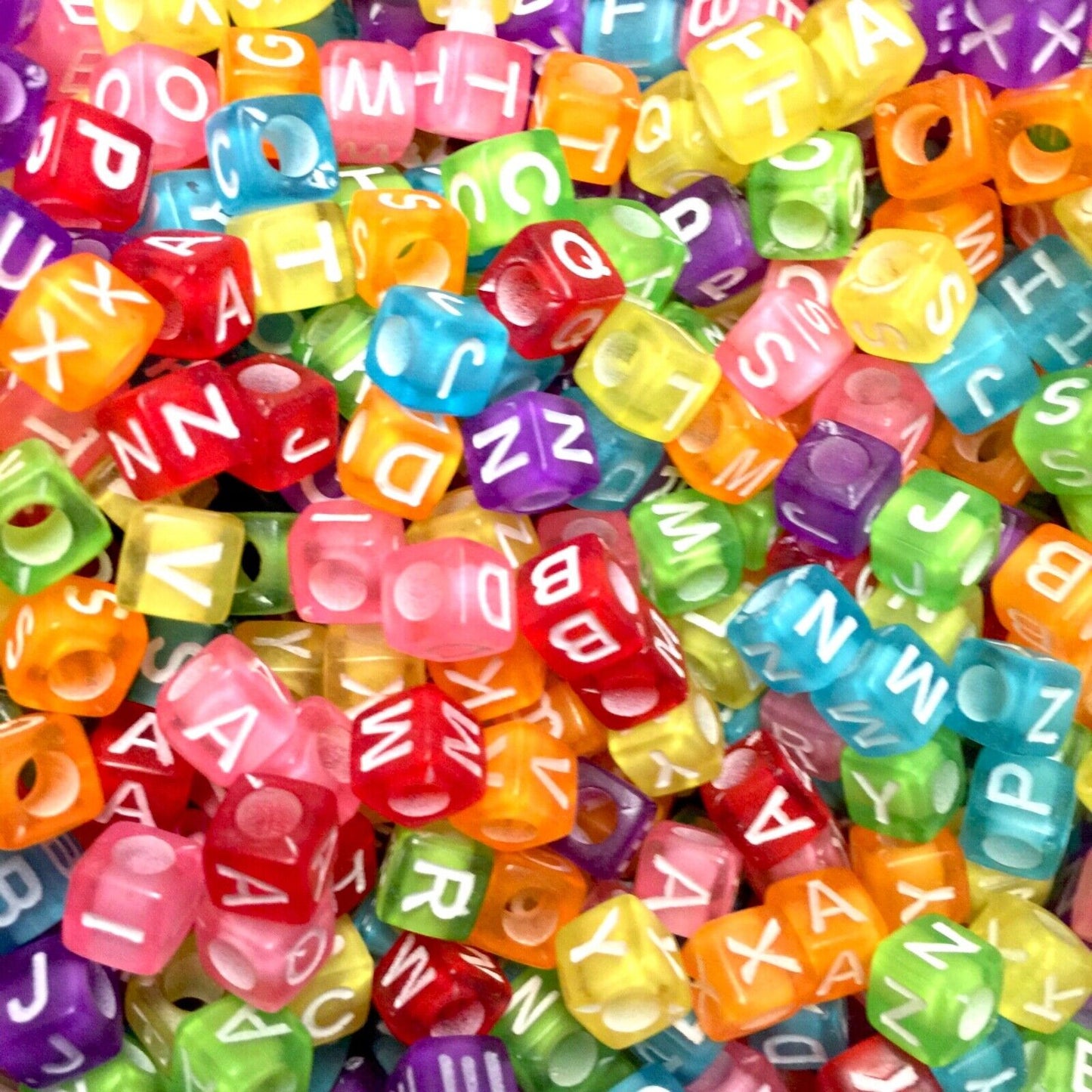 200x Cube Letter Acrylic Beads for Jewellery Making - Pick Your Colour
