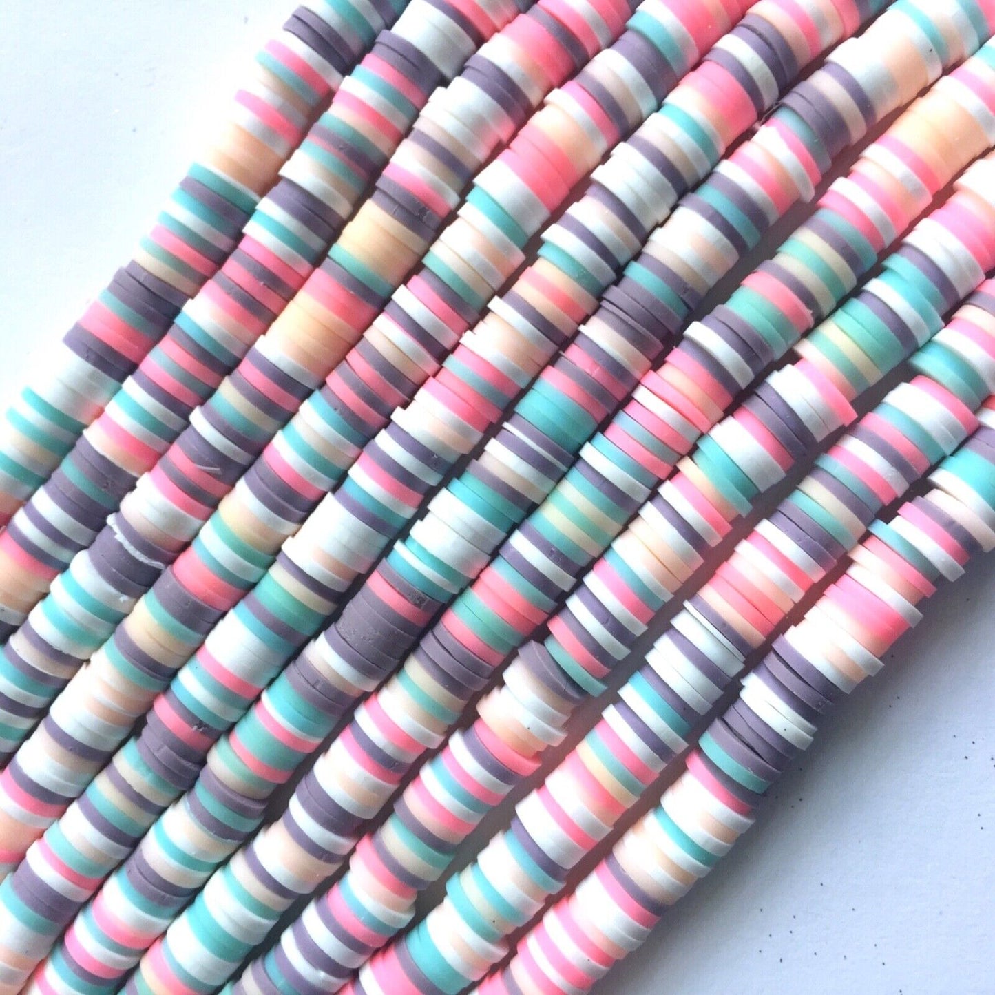 1x Strand Handmade Polymer Clay 6mm Flat Disc Beads (320-400pcs/strand)