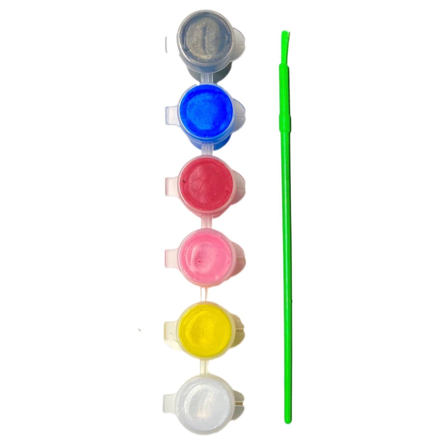 1x Set of 6 Mini Acrylic Paint Pots with Brush - 9 Colour Sets to Choose