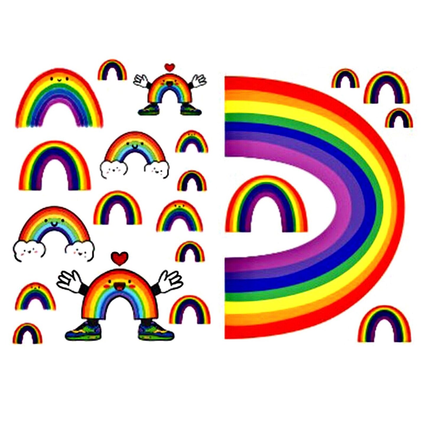 1x Large Sheet A3 Multi Rainbow Removable Window Stickers
