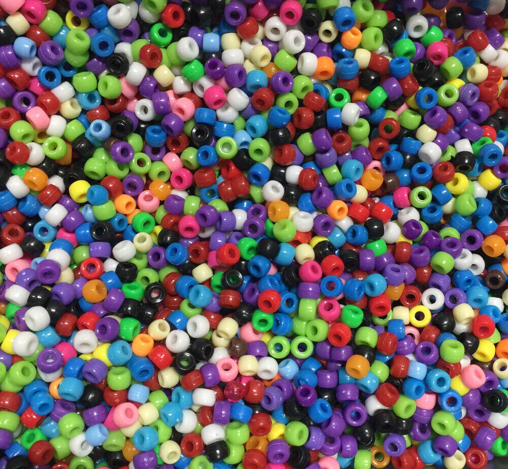 200x Mix Coloured Acrylic Pony Beads - Choose Between Glitter, Opaque, Metallic