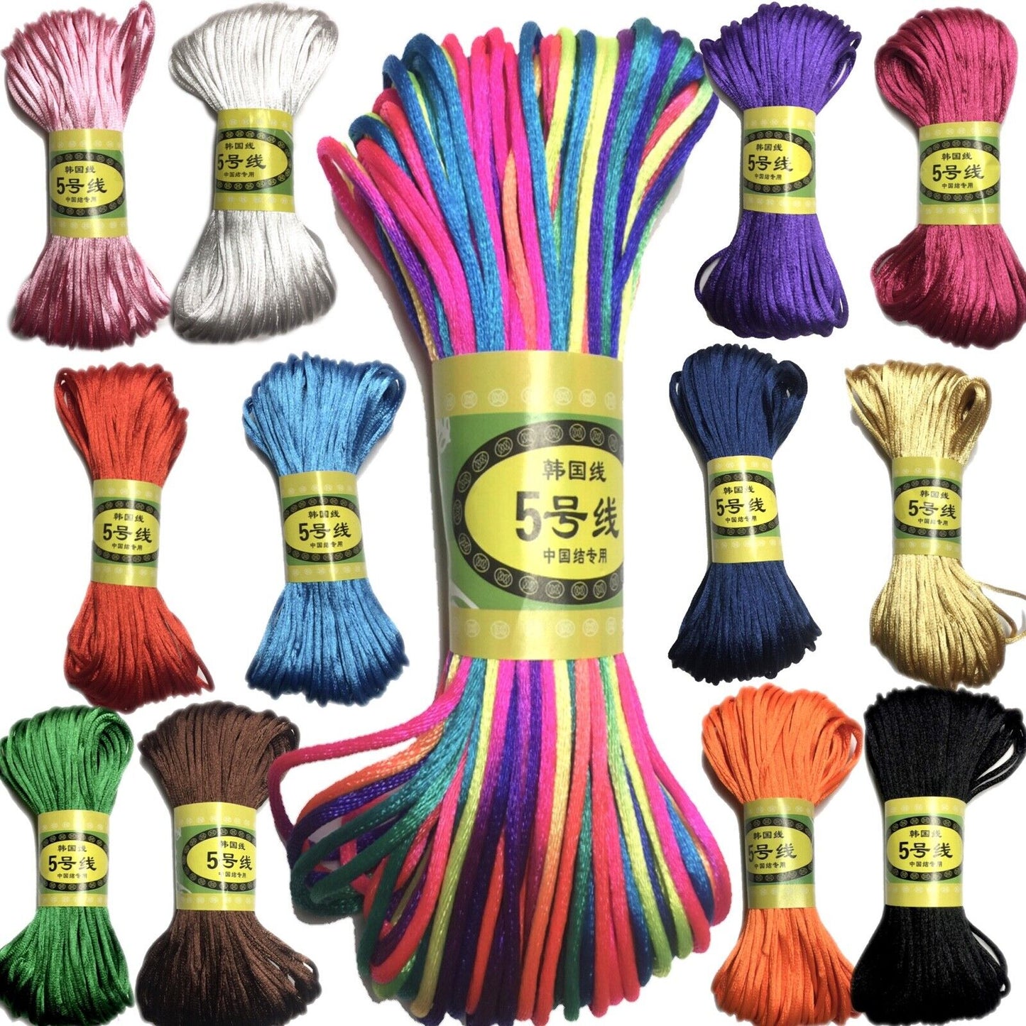 20x Yards Macrame 2.5mm Shamballa Polyester Satin Rattail Cord
