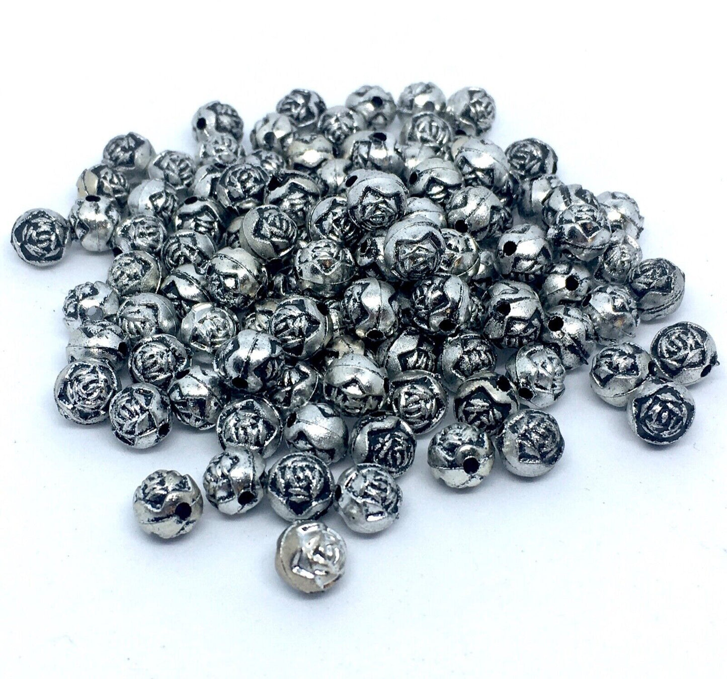 100x Antique Silver Gold Tibetan Style Acrylic Spacer Beads for Jewellery Making
