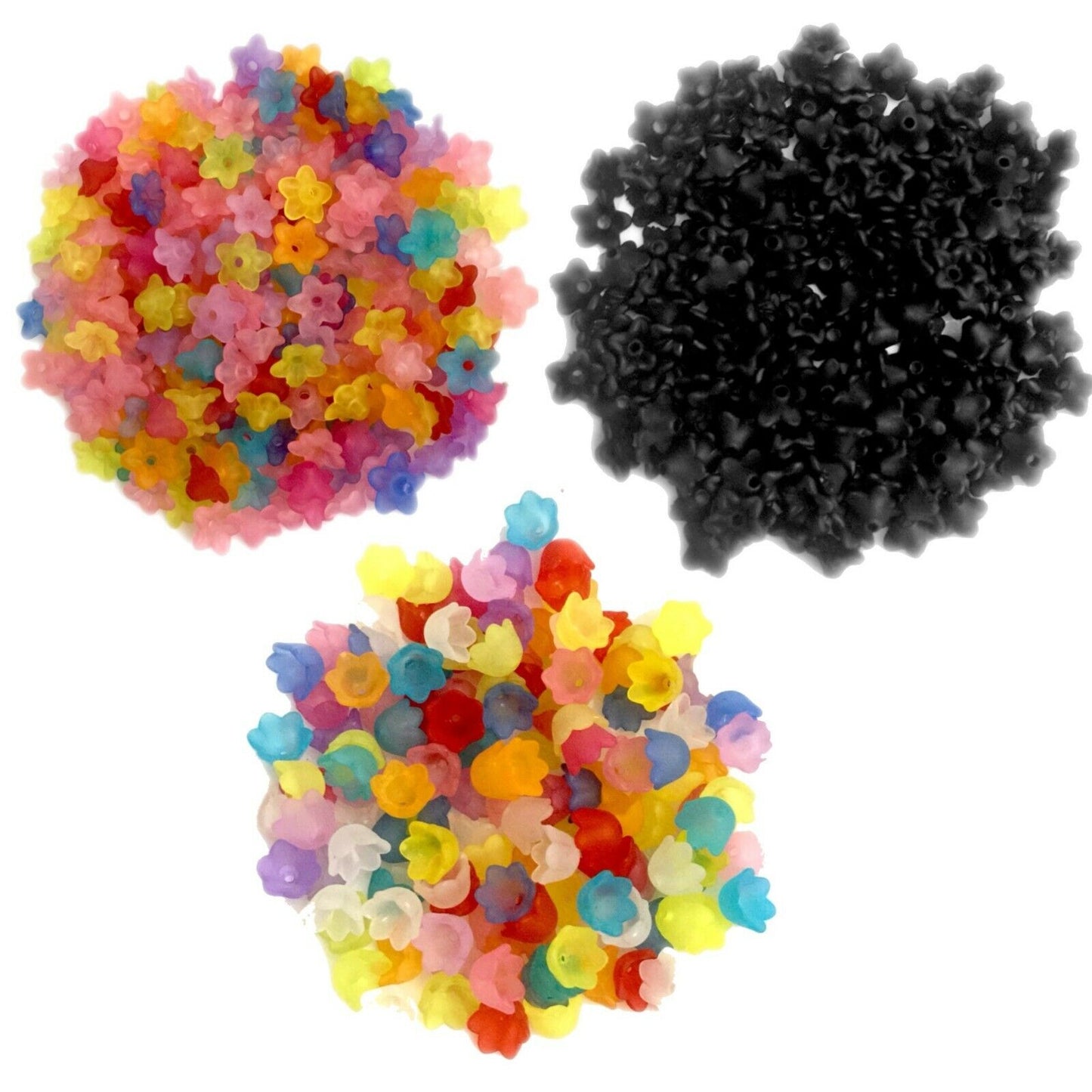 100x Frosted Acrylic Flower Bead Caps 6mm or 8mm - Choose Your Design