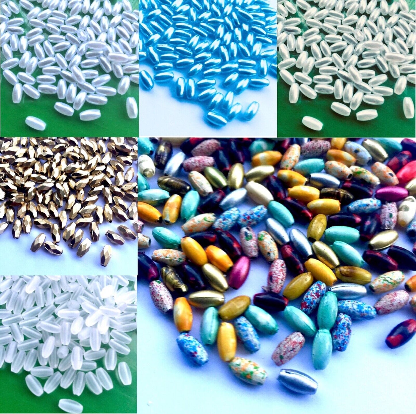 200pcs Rice Pearl 8mmx4mm Acrylic Beads for Jewellery and Sewing Craft